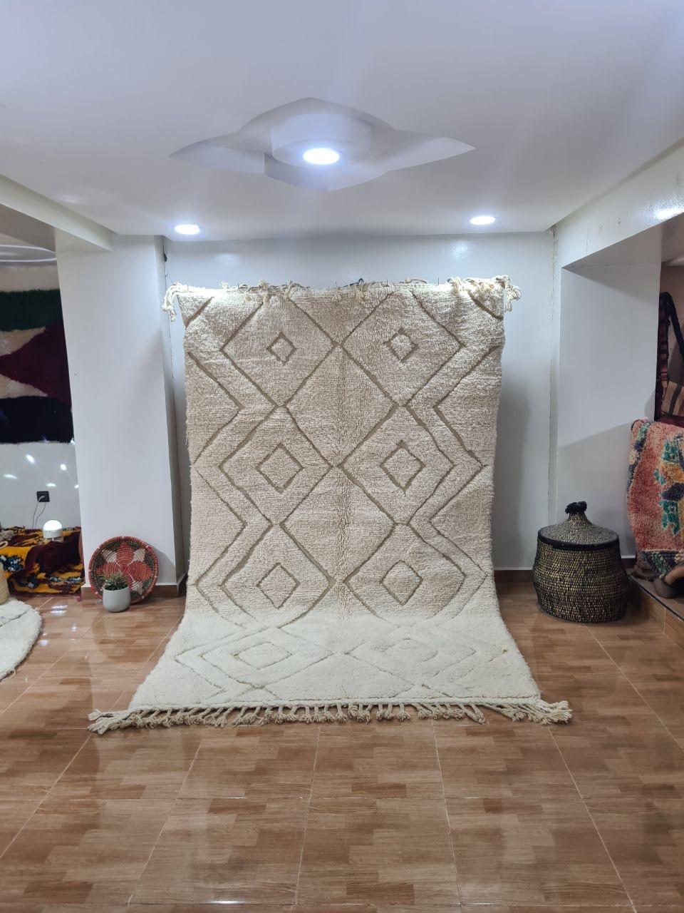 White Rifkam Marokkaans handgemaakt tapijt150 cm x 100 cm